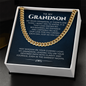 Cuban Link Chain Gift for Grandson, Grandson Necklace Gifts From Grandparents, Birthday Anniversary Jewelry Gifts for Grandson from Grandma or Grandpa, Jewelry Card for Him, Best Birthday, Christmas Gift Idea for Grandson From Grandmother or Grandparents