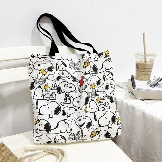 2025 New Premium Snoopy Printed Portable Canvas Shopping Bag productos Original Student Kawaii Cartoon Anime Tuition Bag Gift