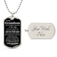 To My GrandSon Necklace From Grandma, Dog Tag Necklace for Men, Birthday Christmas Gifts for Grandson, ift for Best Son Birthday and Graduation, Motivational Encouragement Dogtags Jewelry from Grandmother