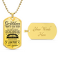 To My Grandson Dog Tag Pendant Necklace Inspirational Necklace from Grandpa Birthday Graduation Gift for Grandson from Grandfather
