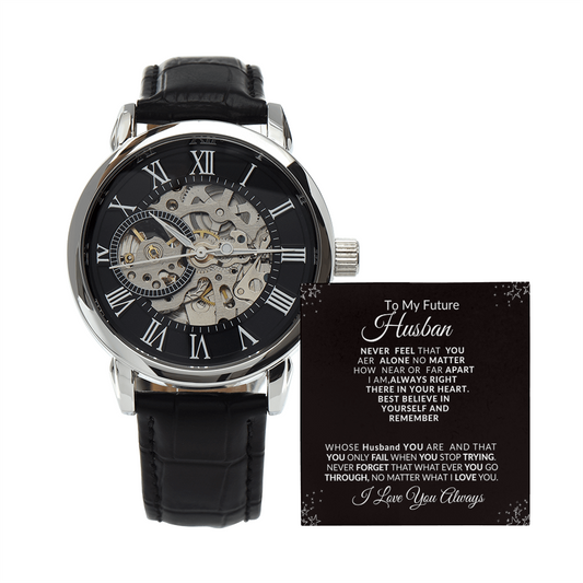 To My Future Husband Openwork Watch With Message Card, Husband Gift From Wife, Necklace For Husband, Romantic Gift, Unique Husband Gifts, Gift For Husband Birthday Christmas Wedding Day, Men Anniversary Necklace