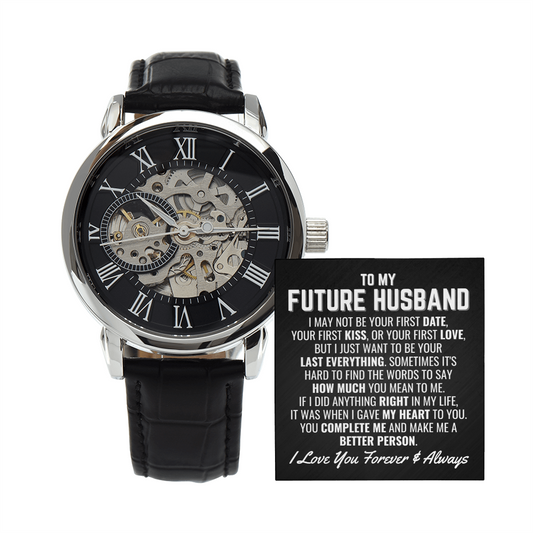 To My Future Husband Openwork Watch, Gift For Him, Gift for Man, Men's Gift, Romantic Gift, Unique Husband Gifts Idea, Gift for Husband, Watches for Men, Fiance Anniversary Wedding Gift, Christmas Birthday Gift for Fiance
