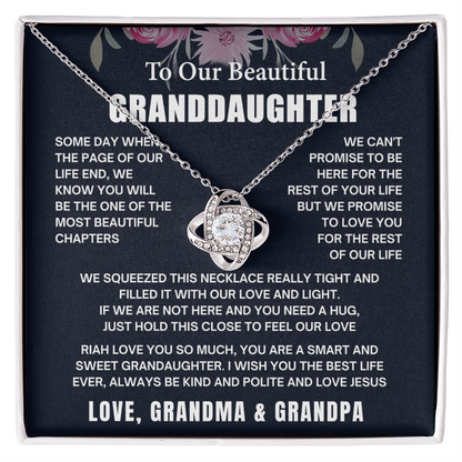 Granddaughter Necklace Gifts From Grandma Grandmother or Grandpa Grandfather To My Granddaughter Graduation Birthday Pendant Jewelry with Message Card and Gift Box, Inspirational Wedding Jewelry Keepsake Gift Ideas
