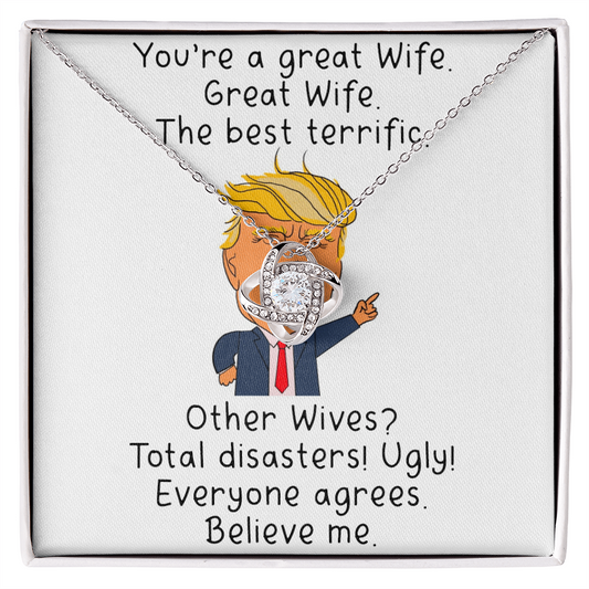 Alluring Beauty Necklace You are a great Wife The Best Terrific, Gifts For Her, Birthday Gifts For Wife, To My Wife Necklace, Romantic Gift for Wife, White Gold Pendant,  Wife Gift, Wife Necklace, Best Gift for her