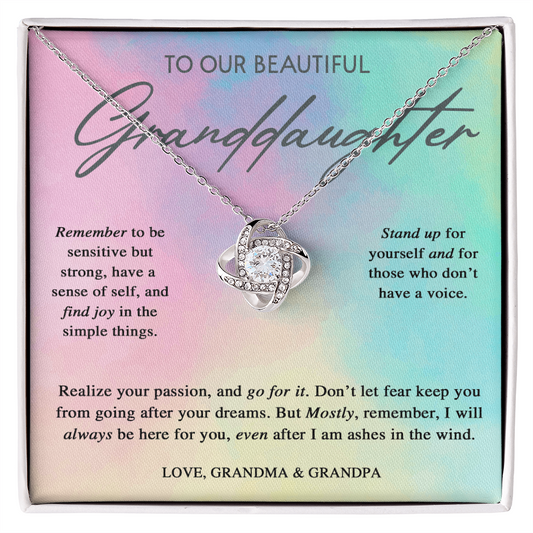 To My Beautiful Granddaughter, Love Grandma & Grandpa, Birthday Ideas, Pendant Jewelry Necklaces Gifts ideas for Daughter Teens Girls, Graduation Birthday Pendant Jewelry with Message Card and Gift Box