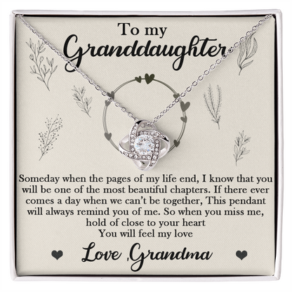 To My Granddaughter Necklace With Heartfelt Message & Elegant Box, Someday When The Pages of my life and, Love Grandma, Necklace for Daughter, Granddaughter, Mom, Mother-in-law Birthday Christmas Gifts Jewelry for Women
