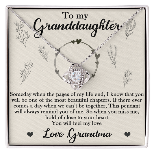 To My Granddaughter Necklace With Heartfelt Message & Elegant Box, Someday When The Pages of my life and, Love Grandma, Necklace for Daughter, Granddaughter, Mom, Mother-in-law Birthday Christmas Gifts Jewelry for Women