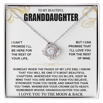 To My Beautiful Granddaughter, I Love You To The Moon & Back, Granddaughter Necklace Gifts From Grandma Grandmother or Grandpa Grandfather, To My Granddaughter Graduation Birthday Pendant Jewelry with Message Card and Gift Box