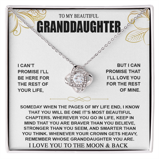 To My Beautiful Granddaughter, I Love You To The Moon & Back, Granddaughter Necklace Gifts From Grandma Grandmother or Grandpa Grandfather, To My Granddaughter Graduation Birthday Pendant Jewelry with Message Card and Gift Box