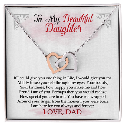 To My Daughter Necklace From Dad With Heartfelt Message & Elegant Box, Gifts For Daughter From Daddy, Daughter Pendant Necklaces, Daughter Jewelry From Father, Daughter Birthday Necklace Christmas Gifts